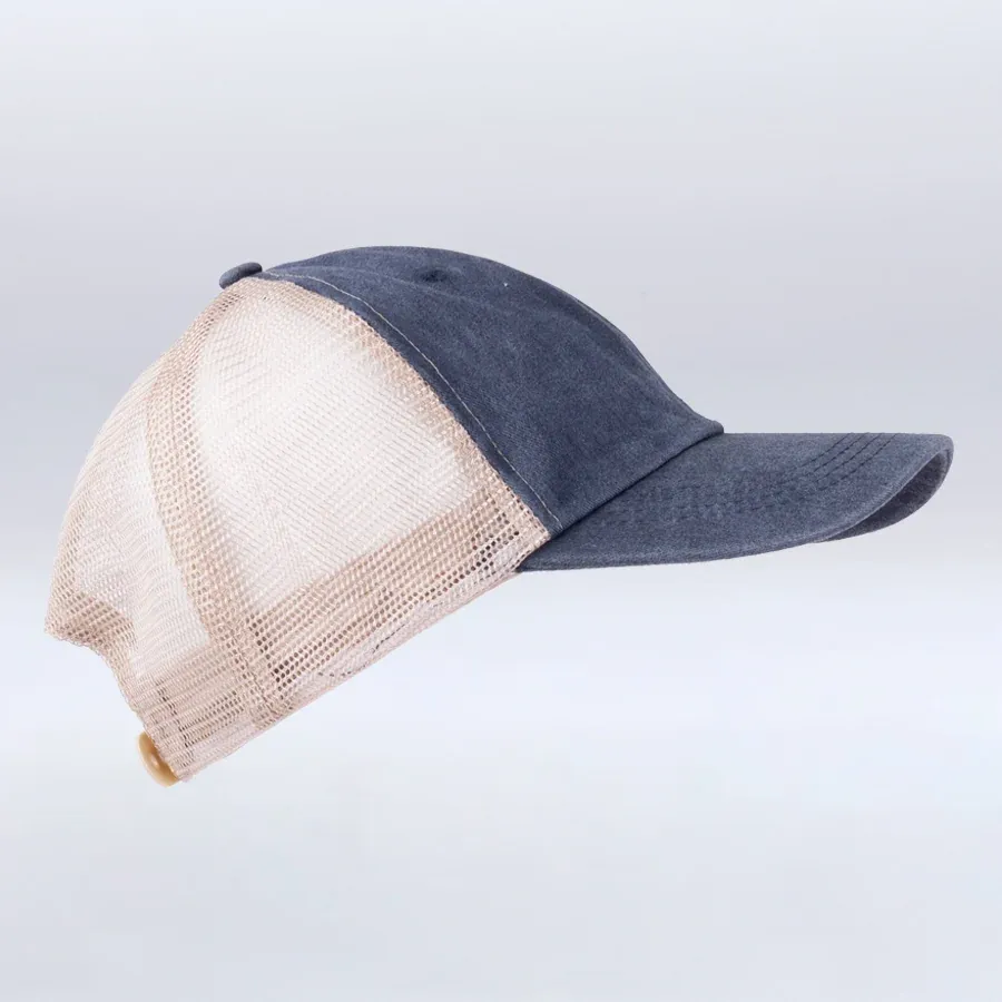 Jockey de denim prelavado con malla trasera