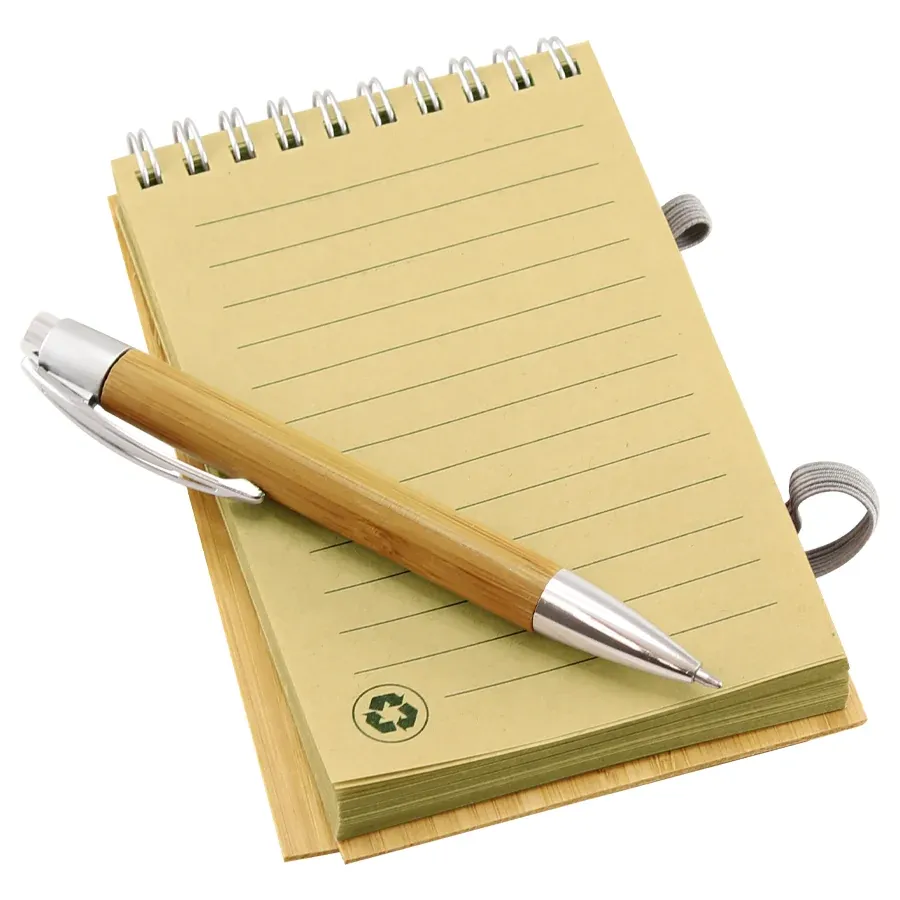 Libreta de bambú de bolsillo con lápiz