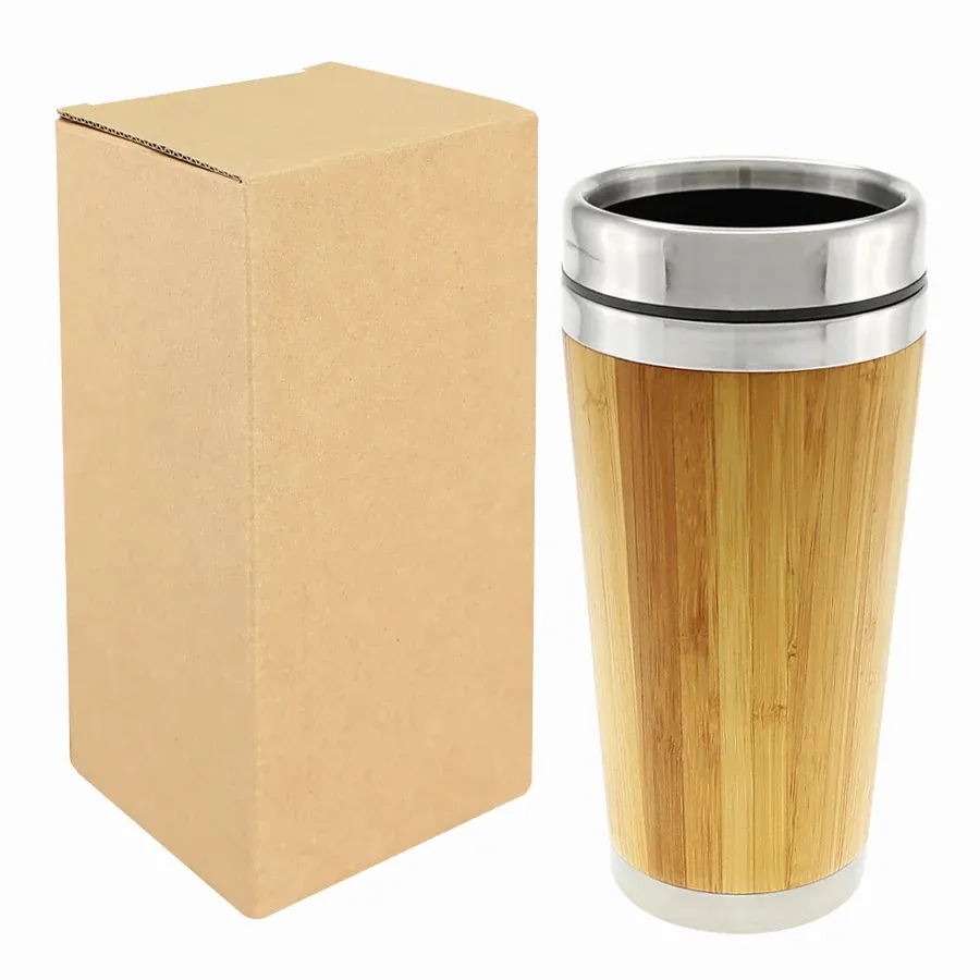 Mug de bambú con tapa dosificadora, 450 cc