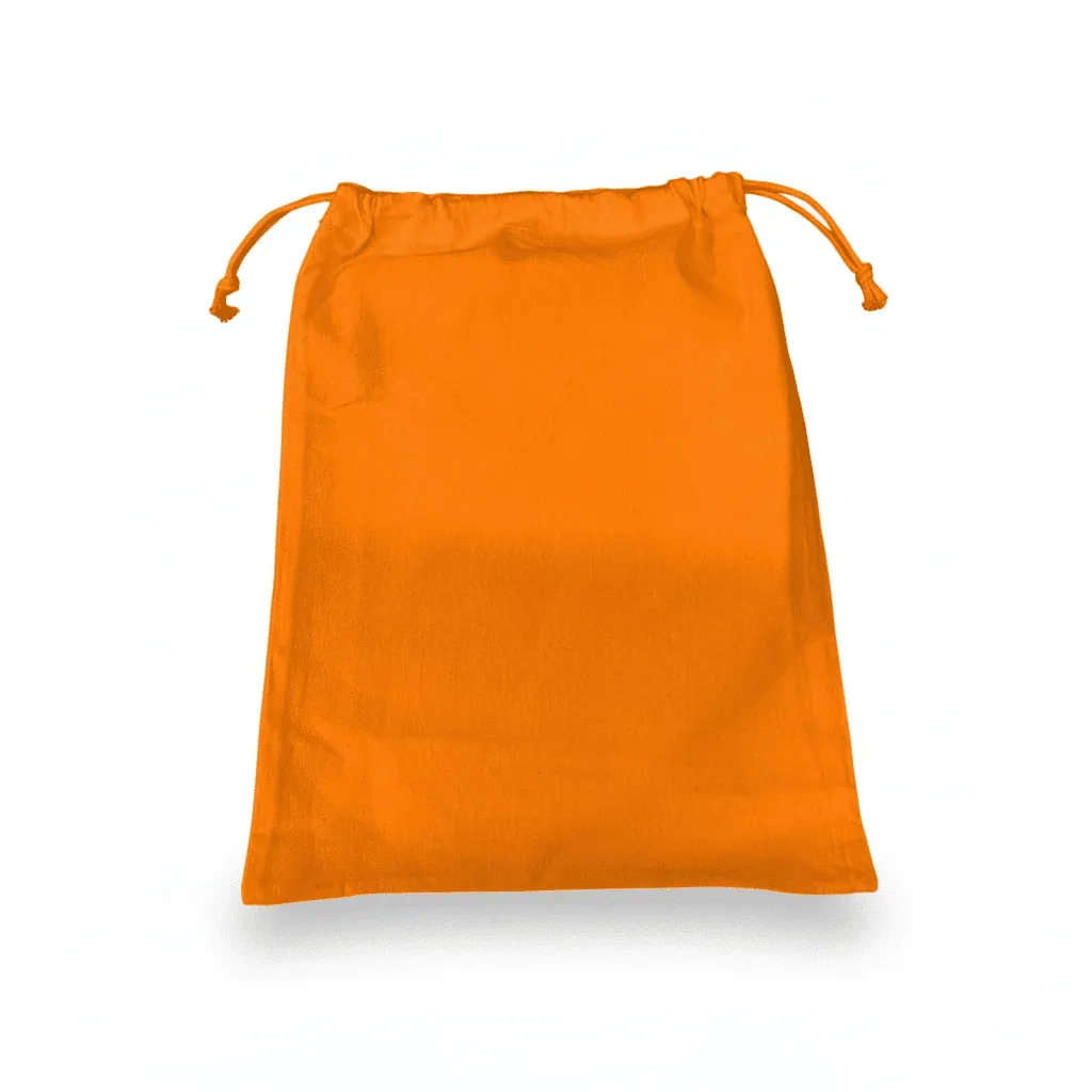 Bolsa de algodón con cordón (saquito), color naranja