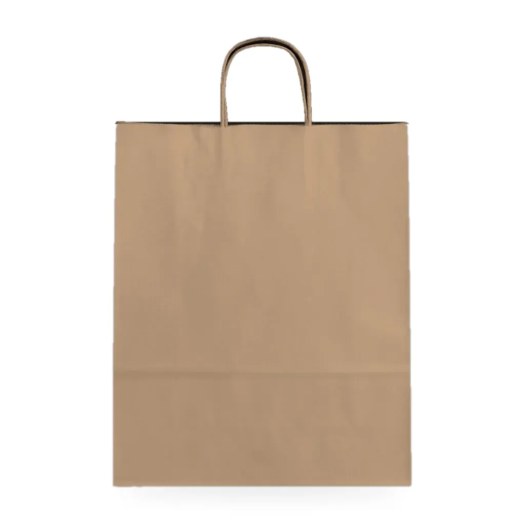 Bolsa de papel kraft con asa retorcida, color natural kraft
